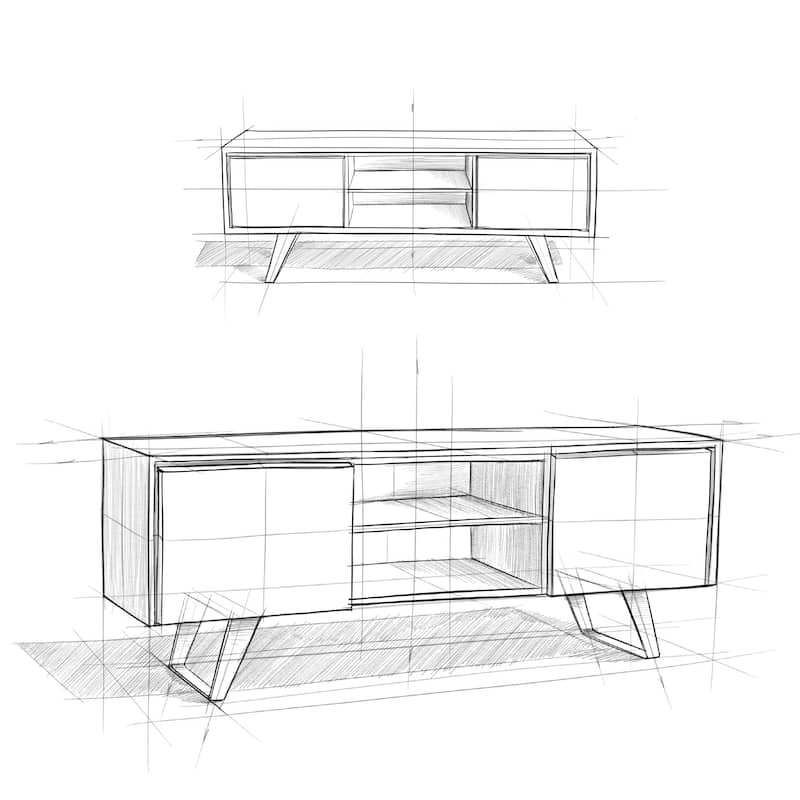 WYNDENHALL Mitchell WOOD Modern Industrial TV Media Stand For TVs