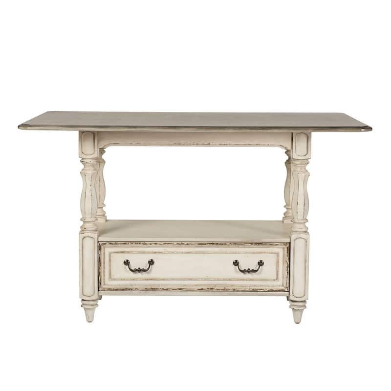 Magnolia Manor Antique White Weathered Bark Gathering Table