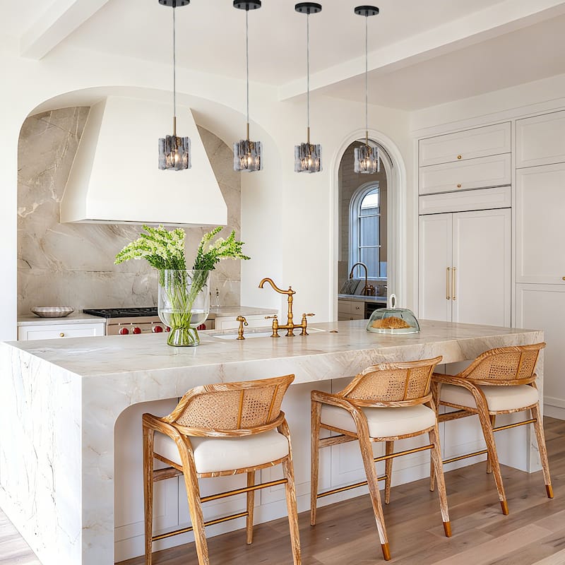 Kasy Modern 1-Light Textured Glass Pendant Light Unique Kitchen Island Light