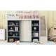 preview thumbnail 6 of 10, Full Size Solid Wood Loft Kids Bed Frame with 2-Four-Layer Storage Cabinets, Guardrails, Staircase & Curtain, White+Blue