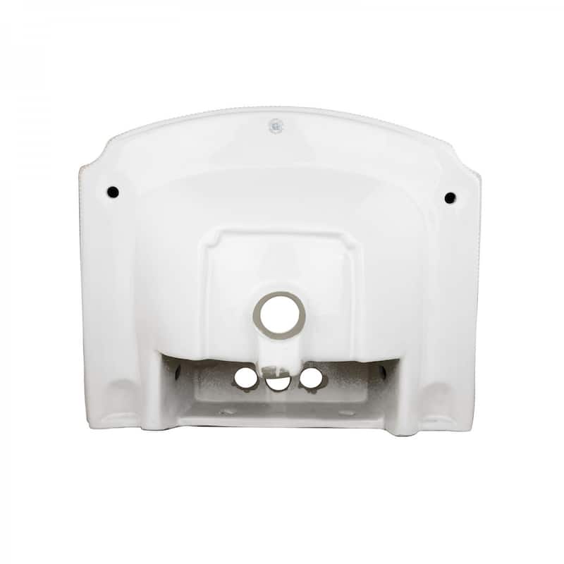 White Ceramic India Reserve Bathroom Pedestal Sink Basin 23" W , Backsplash and Faucet Holes Renovators Supply