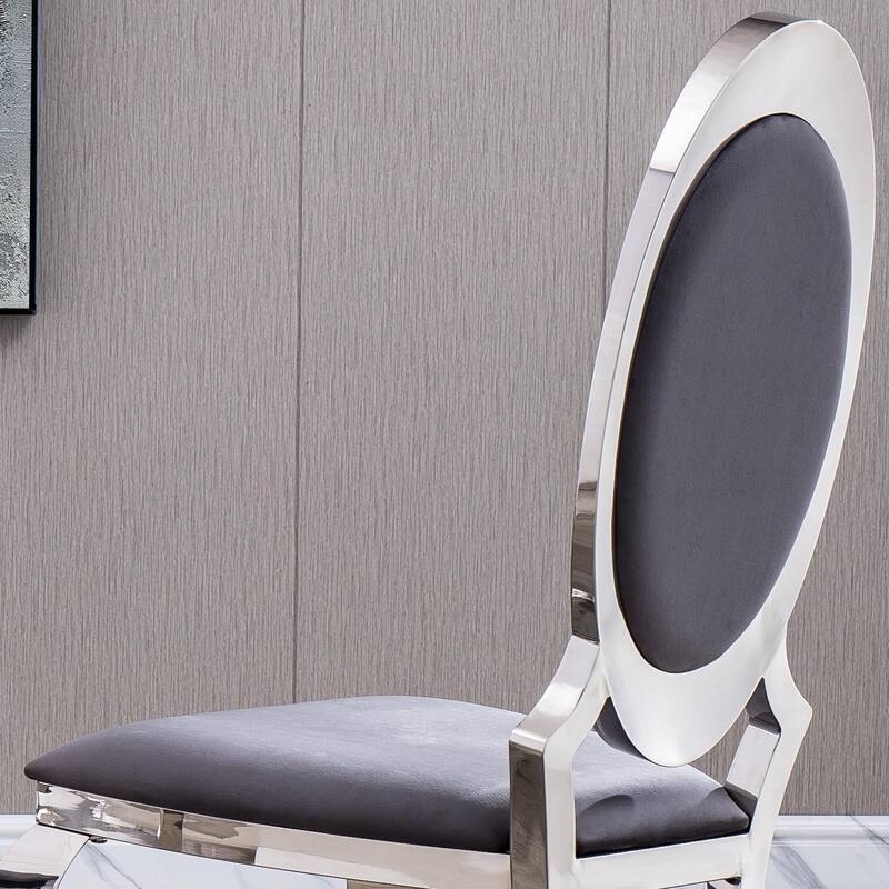 Dining Chair With Oval Backrest Set Of 2