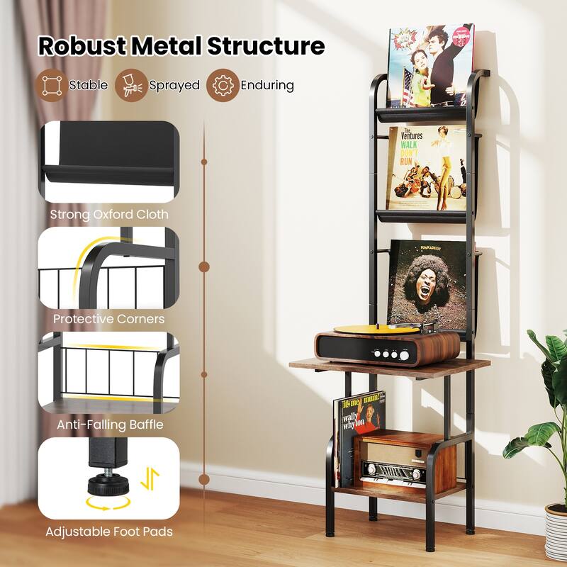 Gymax 5-Tier Record Player Stand w/ Vinyl Display Shelf Record Player