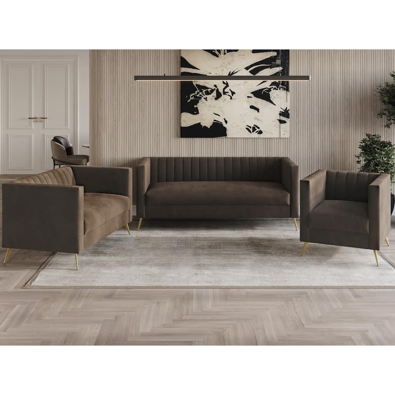 Clayfell Weiss Velvet Square Arm Chair/ Loveseat/ Sofa