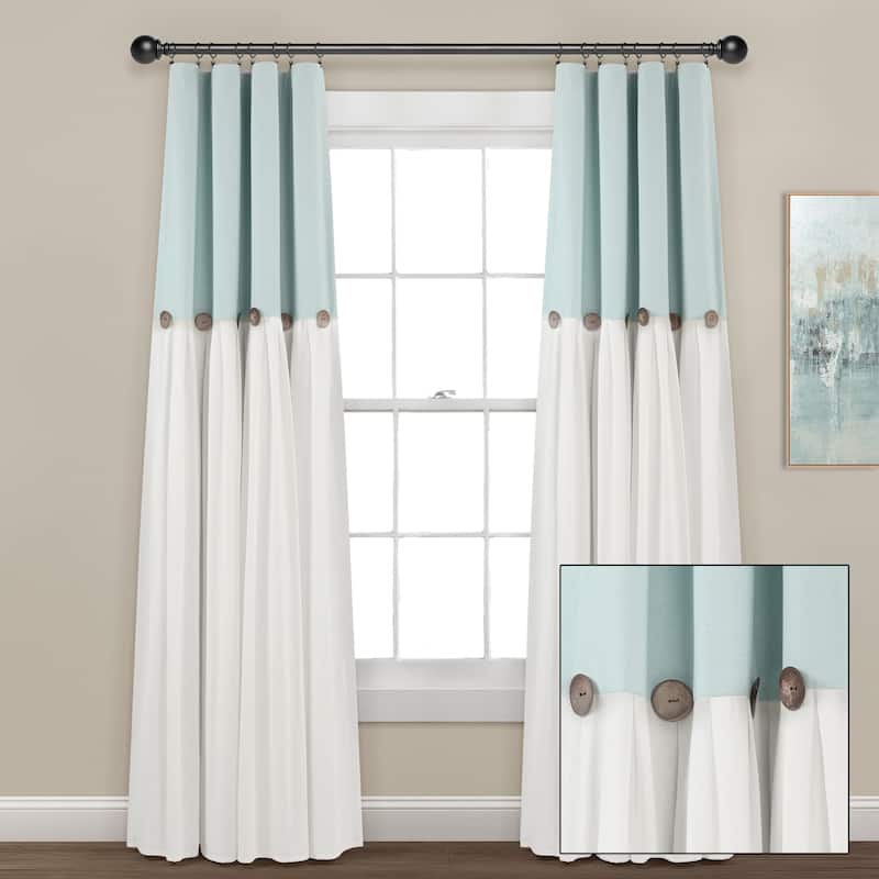 Lush Decor Linen Button 100 Percent Lined Blackout Window Curtain Panel Single
