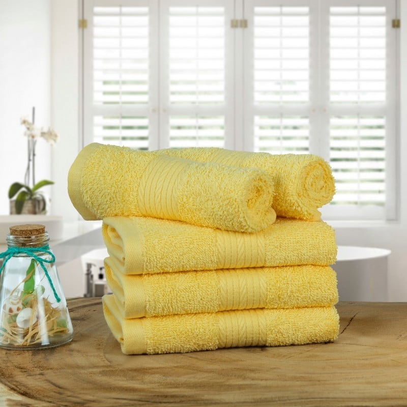 Pure Cotton 600 GSM Absorbent Washcloths 12x12 Inch by Ample Decor - 5 Pcs