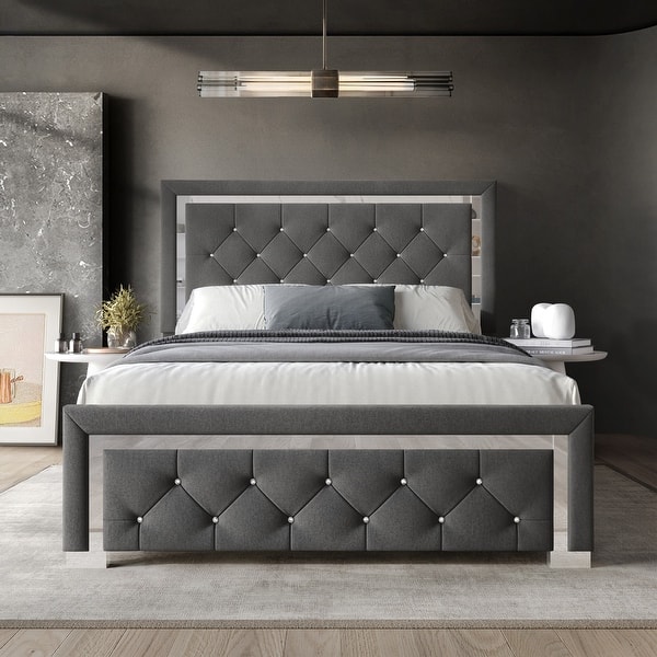 slide 2 of 35, Clayfell Toccoa Upholstered Panel Bed Grey - King