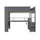 preview thumbnail 10 of 24, Twin/Full Size Gaming Loft Bed with Bulit-in Desk and LED Light, Wooden Loft Bedframe with Storage Shelves, Drawer and USB Ports