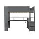 preview thumbnail 8 of 24, Wood Twin/Full Size Gaming Loft Bed with Bulit-in Desk and Multi-storage Shelves, Kids Loft Bedframe with LED & Charging Station