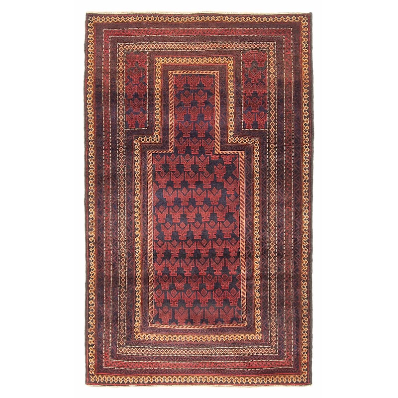 Teimani Burgundy Rug 3'1" x 5'1" - 3'1 x 5'1 - Burgundy - 3'1 x 5'1