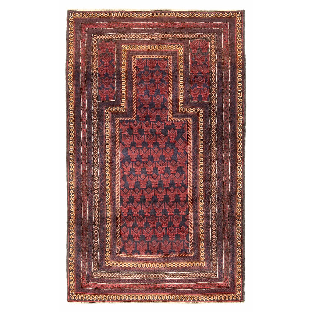 Teimani Burgundy Rug 3'1" x 5'1" - 3'1 x 5'1
