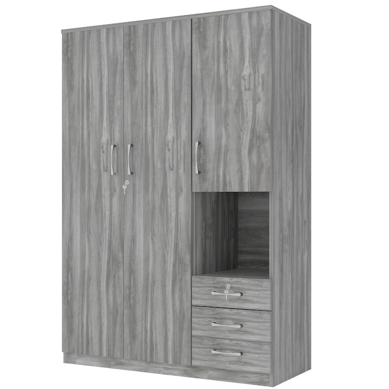 GDFStudio - Elara Contemporary Wardrobe with Drawers and Hanging Rail