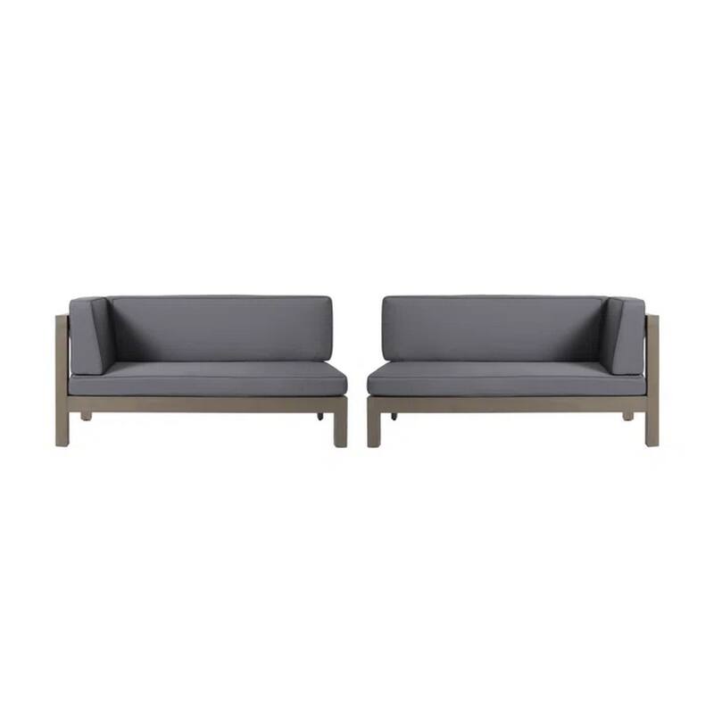 Juna Outdoor Corner Bench Set of 2, 58 Inch Modular, Gray Acacia Wood