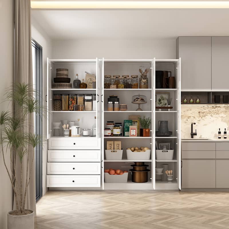Home Office Storage Solution White Bookshelf, Pantry, and Display Unit