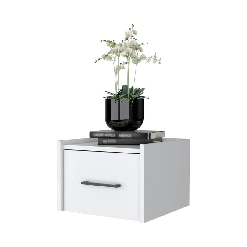 Wall-Mounted Nightstand, Sleek Single-Drawer with Spacious Top Shelf