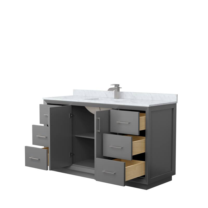 Strada 60-Inch Single Vanity Set, Carrara Marble Top