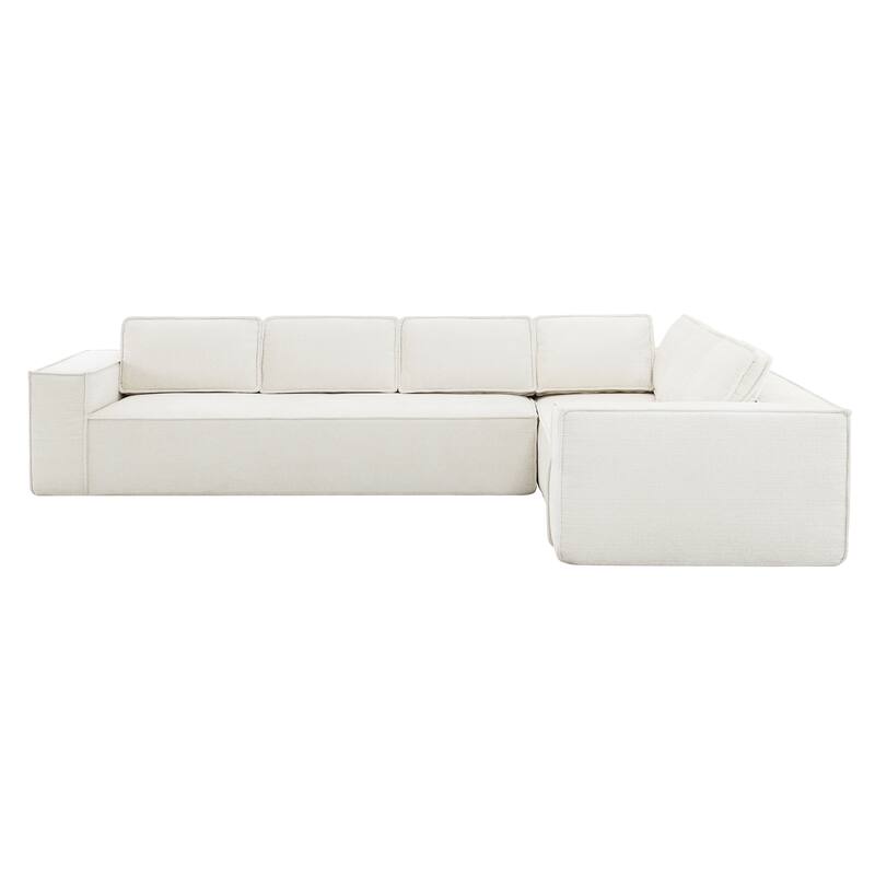 129.5" Chenille Modular Sectional Sofa with Wrinkle-Resistant Fabric, 6-Seater L-Shaped Cloud Couch, No Assembly Required