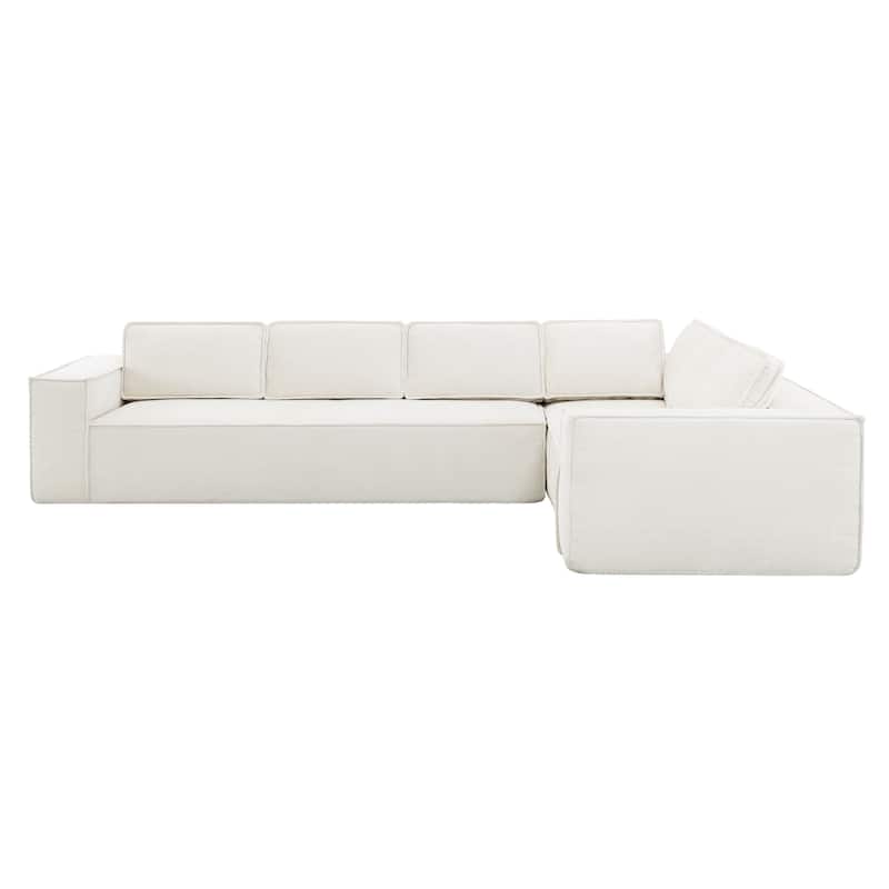 Oversized L-Shaped Modular Sectional Sofa, Wrinkle-Resistant Chenille 6 Seat Cloud Sofa, Full Compression Deep Seat Corner Sofa