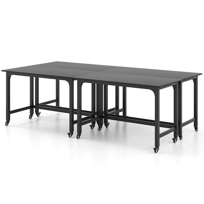 1/2/4PCS Conference Table Rolling Seminar Table Meeting Study Desk - 4PCS - Black