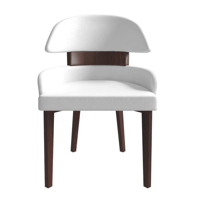 Leather Dining Chair with a Curved Back in Rubberwood Ethos Series by LeisureMod