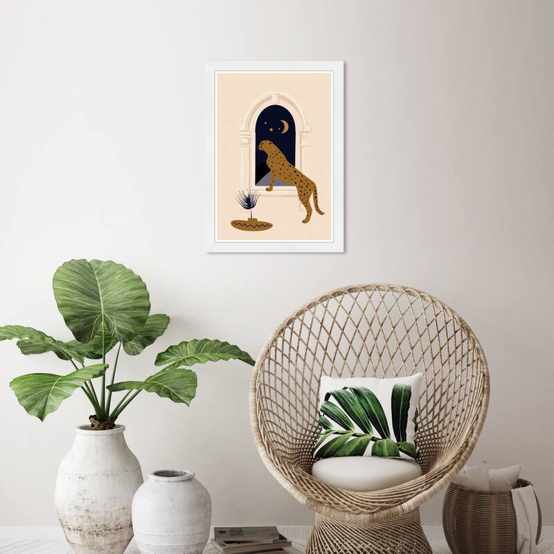 Wynwood Studio Prints Animals Moonlight By The Window White and Cream White Modern & Contemporary Wall Art Canvas Print - White