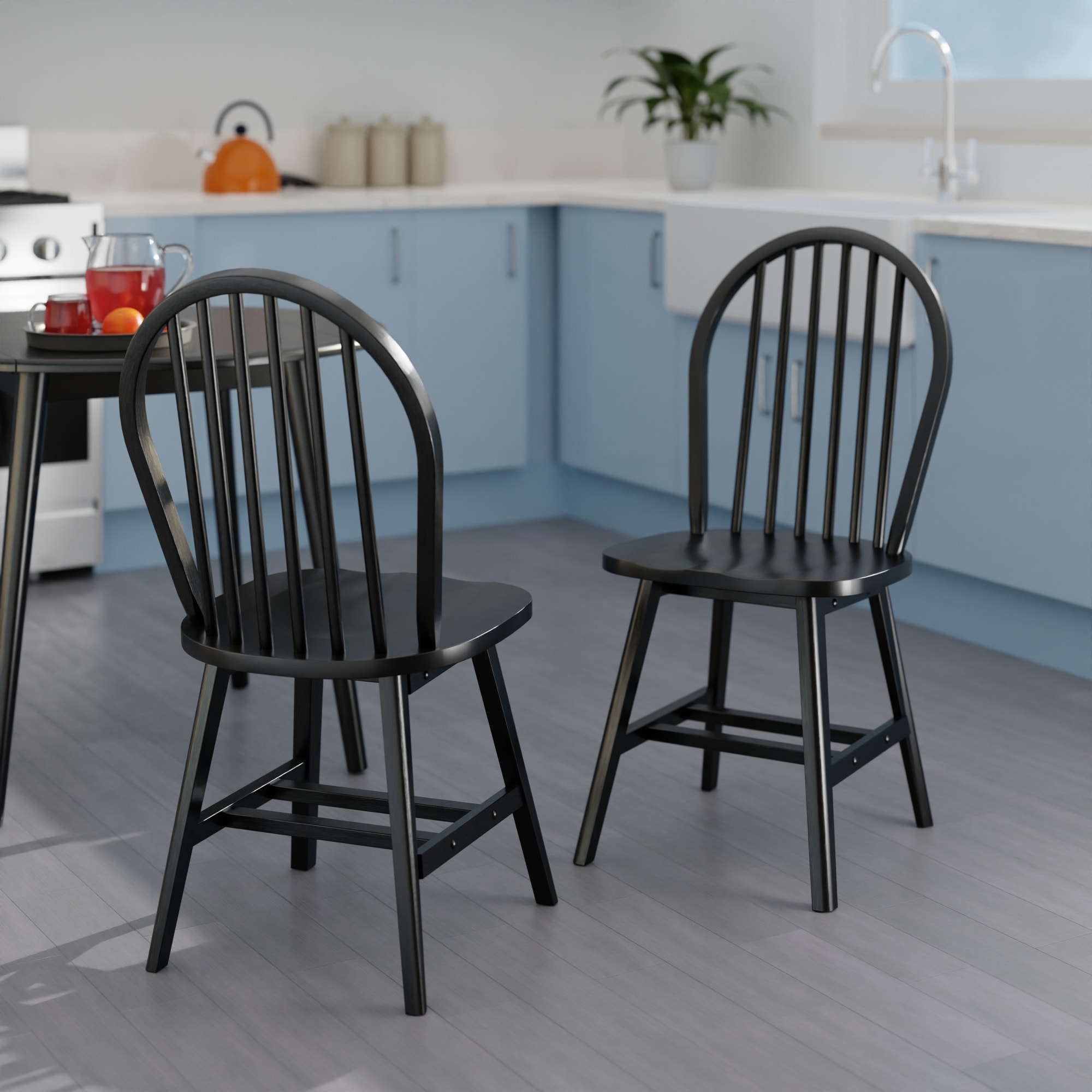 Windsor 2-Pc Chair Set, Black - Overstock - 35999696