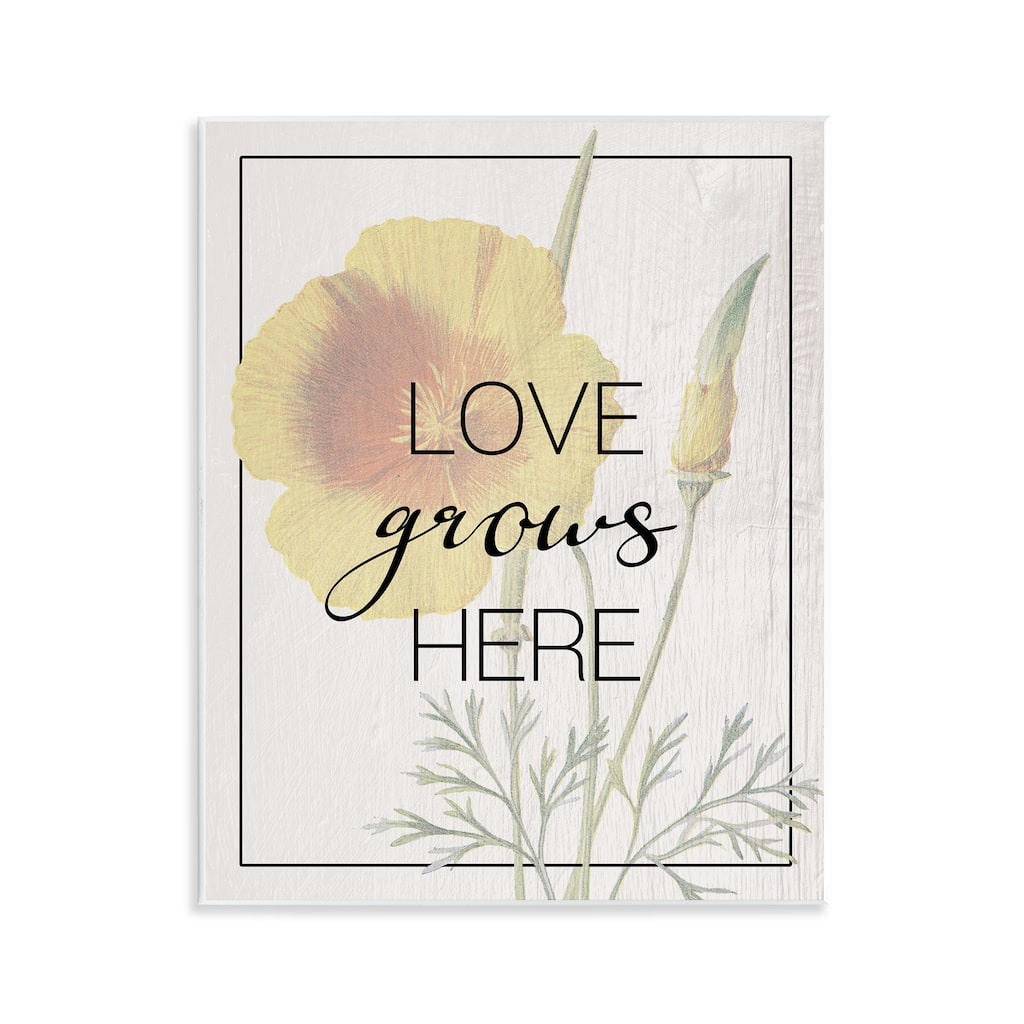 Stupell Vintage Love Grows Here Wall Plaque Art Design By Lil' Rue