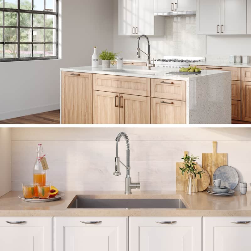 Kraus 3-in-1 Set Undermount Kitchen Sink, Pulldown Faucet, Dispenser