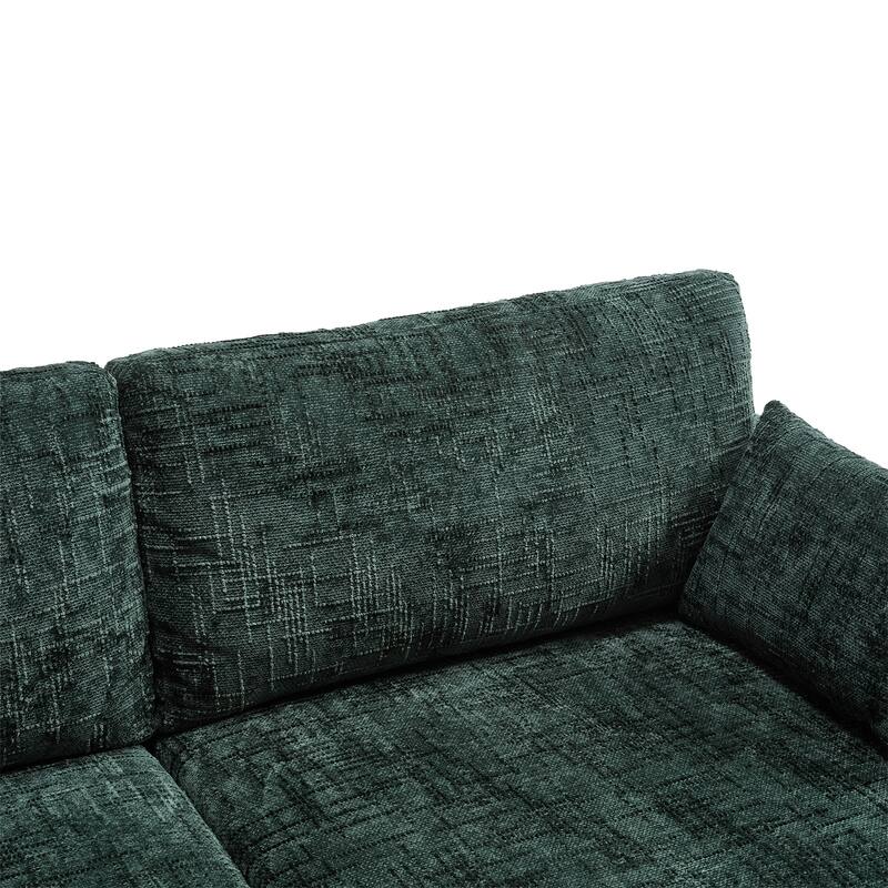 Modern Style Chenille 2-Seater Wood-Legged Sofa With Led Light,USB Charging Port And Storage Bag Living Room Bedroom Study Room