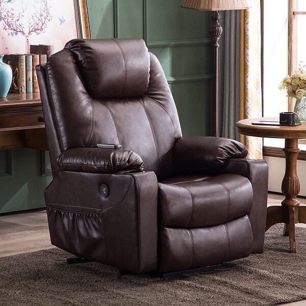 brown leather lift recliner