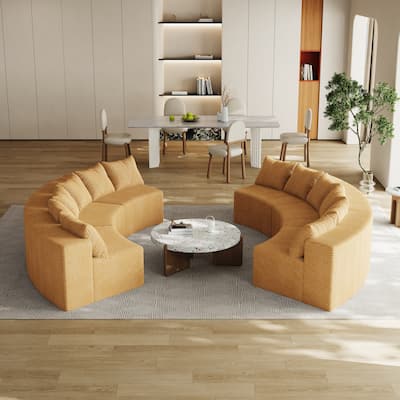 Oversize Curved Corduroy Sectional Sofa 181" Symmetrical Modular Couch