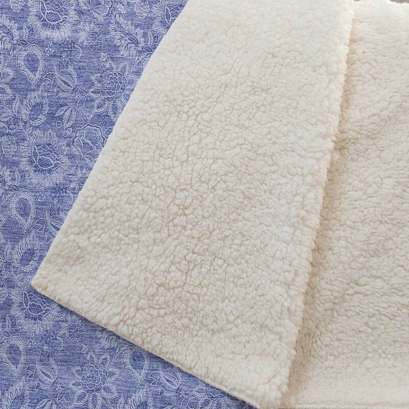 Premium Machine Washable Floral Sherpa Throw Blanket