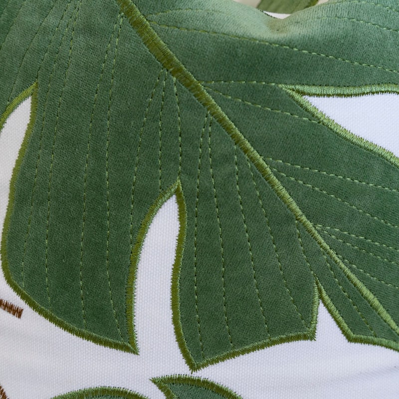 Leaf Pattern Decorative Pillow with Velvet Cover 20x20 Inches