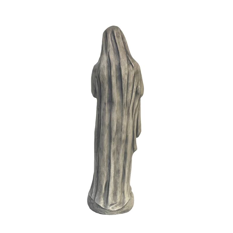 HomeRoots 32" Gray Polyresin Virgin Mary Outdoor Statue