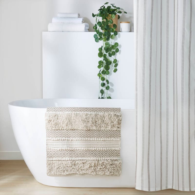 INK+IVY Asher Woven Texture Stripe Bath Rug