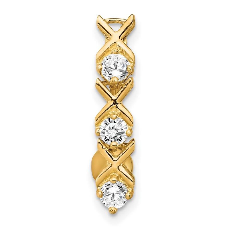 Curata 10k Yellow or White Gold 14g Simulated Diamond Xoxo Belly Ring Dangle Piercing - 4x21mm