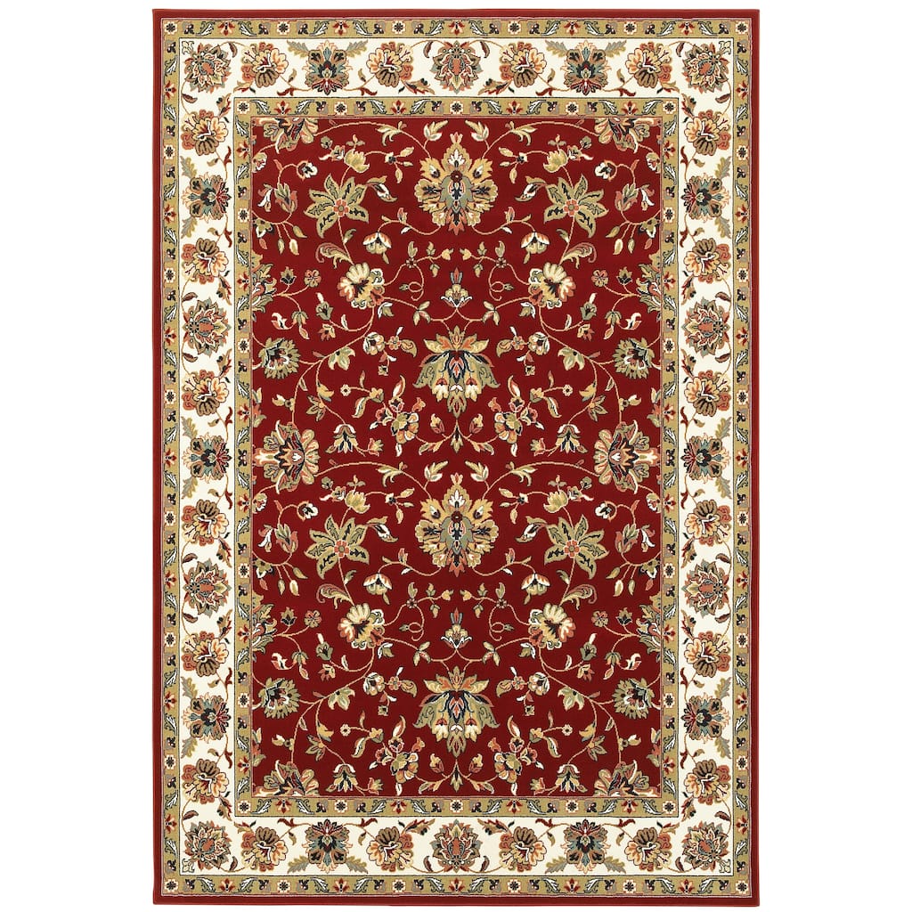 Hayward Red Ivory Oriental Floral Traditional Casual Area Rug