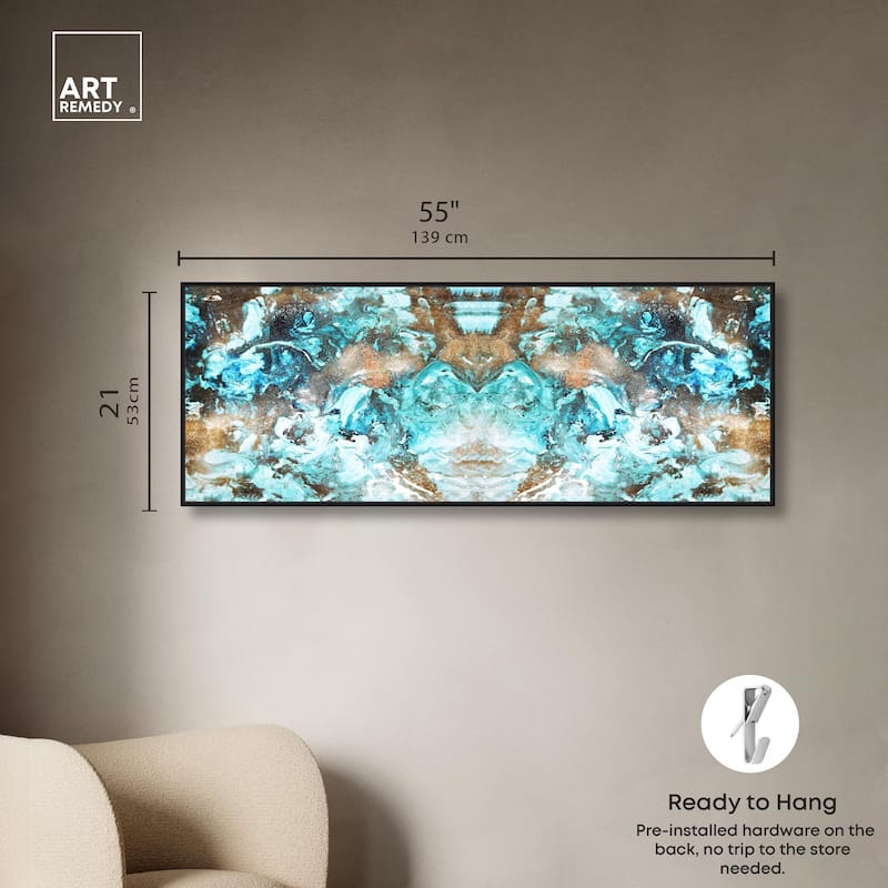 Blazing Blue Gold Long Panoramic Canvas by Art Remedy