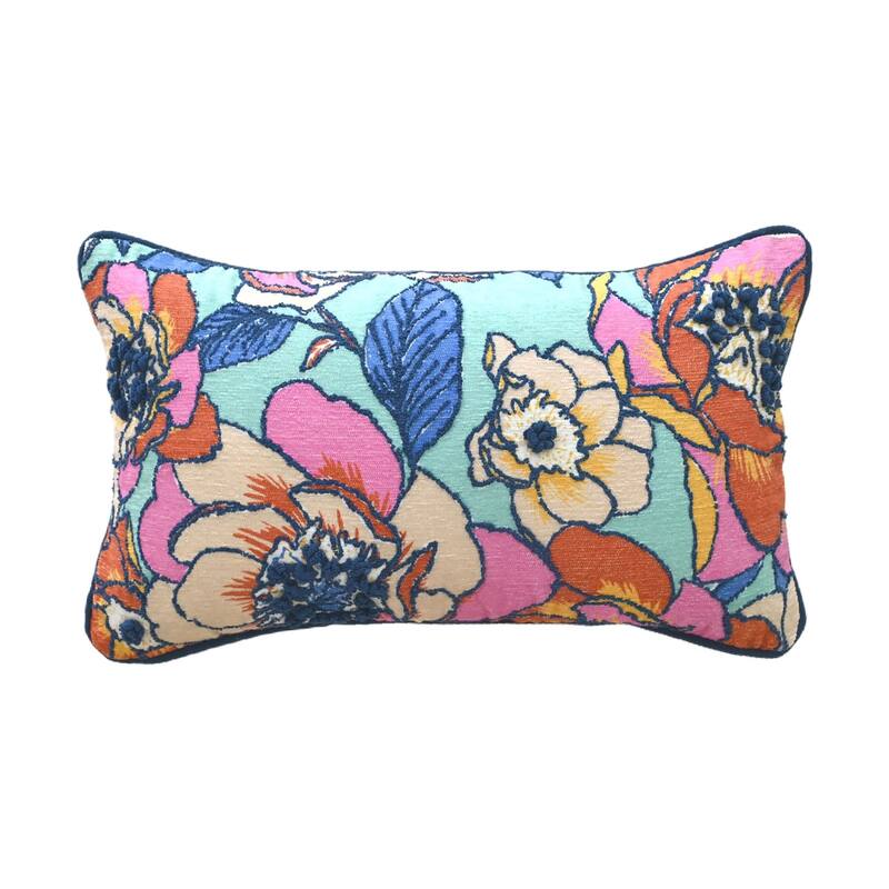 Vibhsa Novelty Decorative Pillow with Machine Embroidery 14" x 24"
