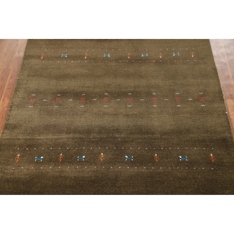 Tribal Gabbeh Oriental Area Rug Handmade Wool Carpet - 4'11" x 7'11"