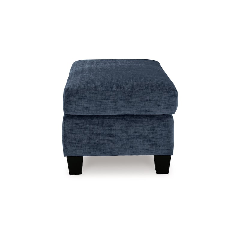 Emilia Rectangular Ottoman Bench, Modern Ink Blue Polyester 24x34 Inch
