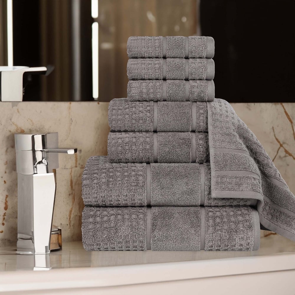 Superior Napa Zero Twist Cotton Waffle 8 Piece Bathroom Towel Set