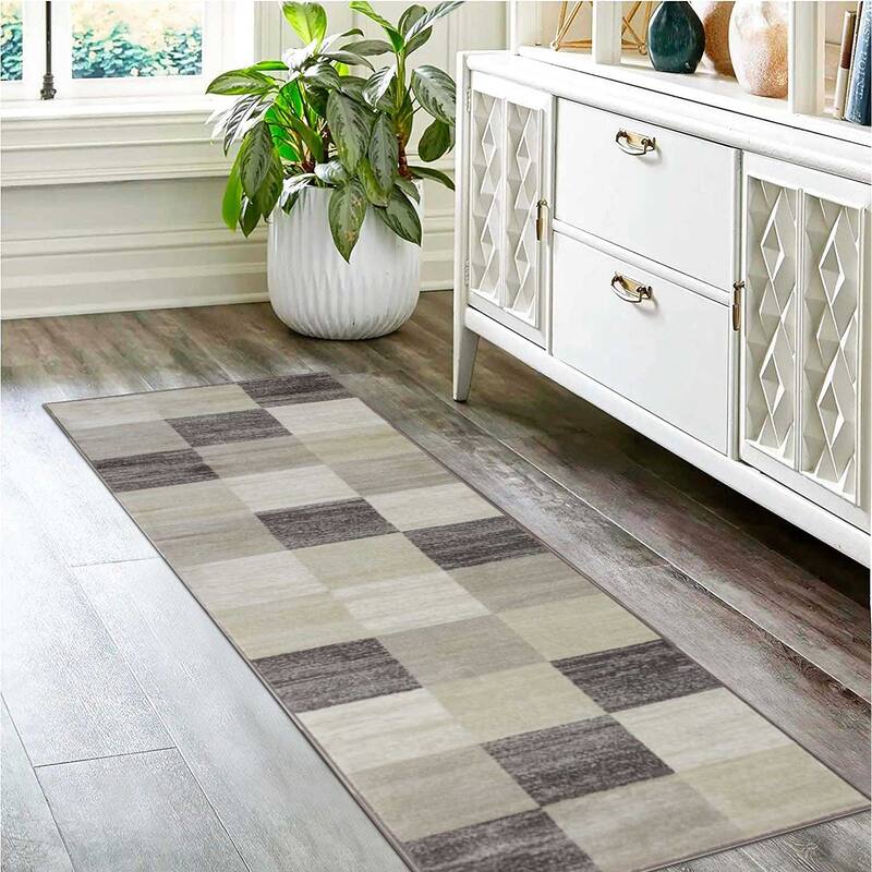 Contemporary Block Tile Indoor Area Rug or Runner by Superior
