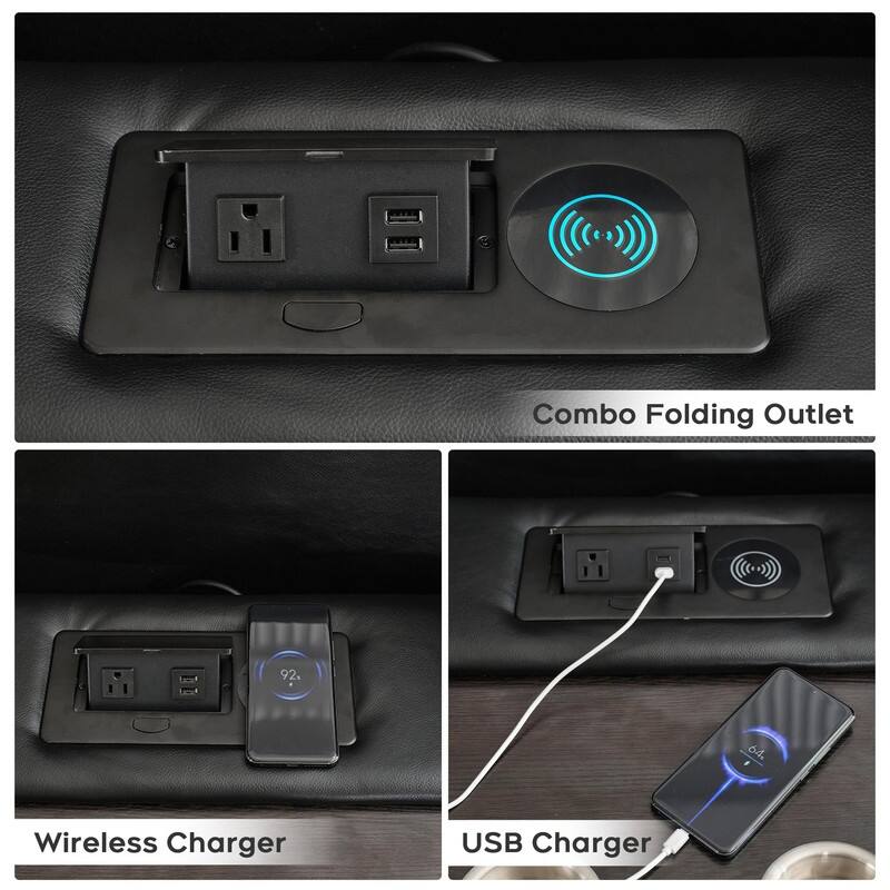 Power Recliner Sofa Set 6-Seater with Zero Gravity,Bass Speaker,Wireless Charger,USB/Type-C Ports,LED Lights,Cup Holders,Gray