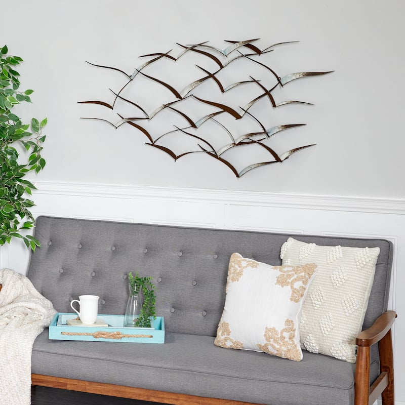 Metal Bird Sleek Flying Home Wall Decor - Gold, Black, Brown, Blue, Silver - Roche River Decor