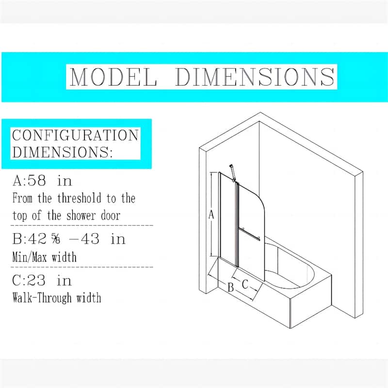 Frameless Folding Shower Doors for Bathtub,Bathroom Pivot Glass Door