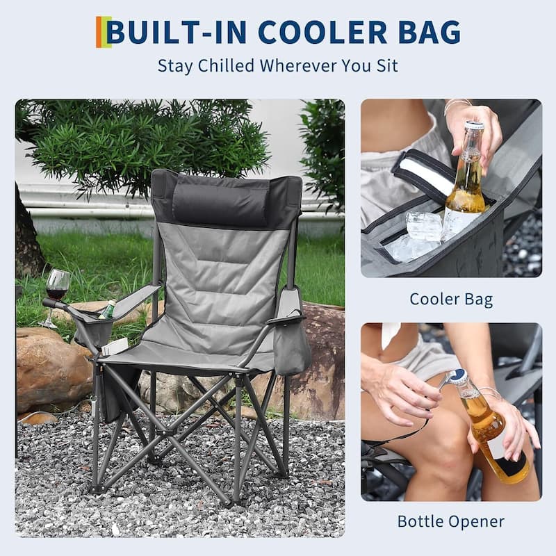 Portable Outdoor Single Folding Camping Chair for Camping, Sports, Picnic - N/A