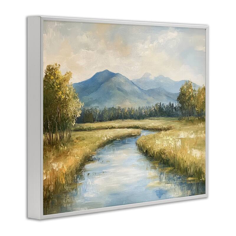 Stupell River Bend with Tall Grass Framed Giclee Art Design By Petal Prints Design