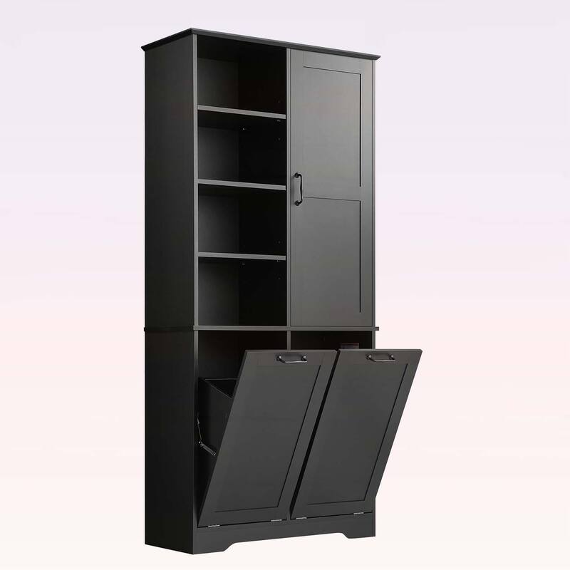 Bathroom Storage Cabinet with Doors,Drawers,Tilt-Out Laundry Hamper,and Adjustable Shelves