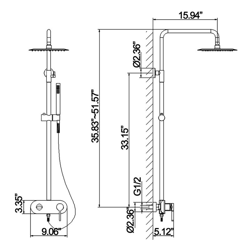 10" Rain Shower Head 2-Function Shower System with Tub Spout, Wall Mounted Shower Faucet Set with Tub Spout